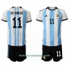 Conjunto (Camiseta+Pantalón Corto) Argentina Angel Di Maria 11 Primera Equipación Mundial 2022 - Niño